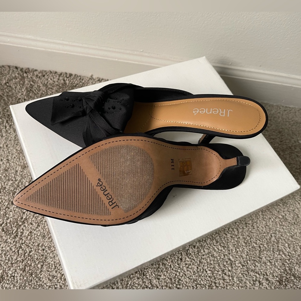 J.Renee MIANNA Pointed Toe Mule Women's Black Bow Size 11 - Picture 9 of 9